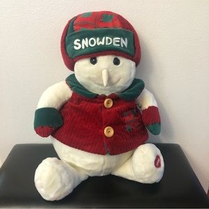 Snowden and Friends Snowman Green Red White 1998 Plush 21”Commonwealth Toy.
